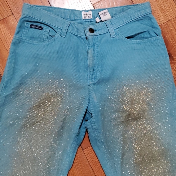 🌟Y2K Gold Glitter Turquoise cords - Picture 3 of 8